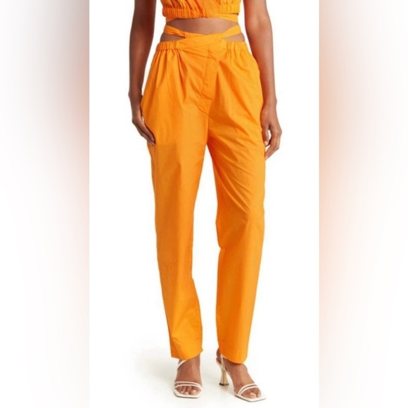 NICHOLAS Pants - NICHOLAS Orange Cotton TARON wrap waist tapered leg pants size 4